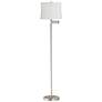 1_Druckman 60 1/2"H Brushed Nickel White Dot Shade Swing Arm Floor Lamp