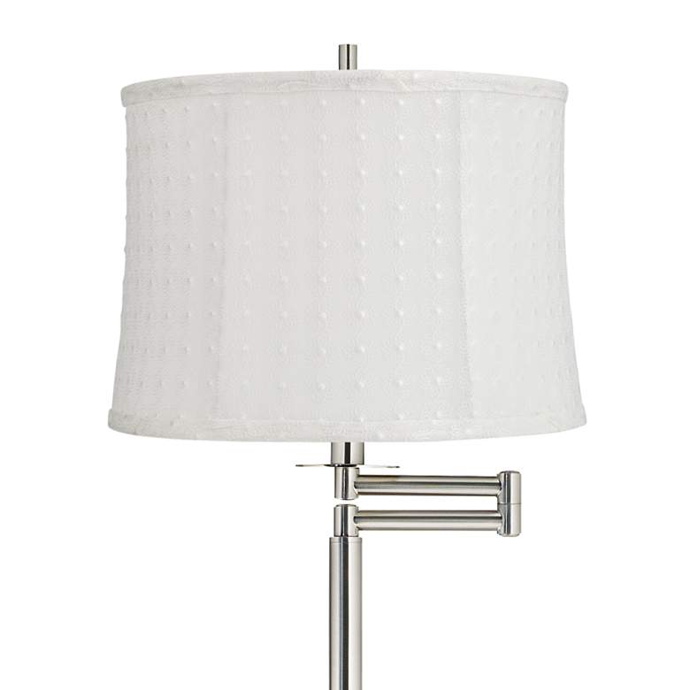Image 2 Druckman 60 1/2"H Brushed Nickel White Dot Shade Swing Arm Floor Lamp more views