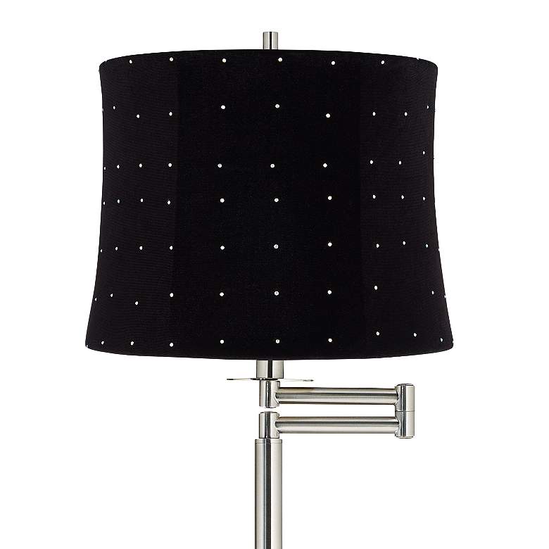 Image 2 Druckman 60 1/2"H Brushed Nickel with Black Shade Swing Arm Floor Lamp more views