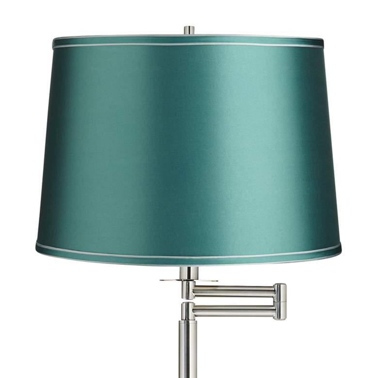 Image 2 Druckman 60 1/2"H Brushed Nickel with Teal Shade Swing Arm Floor Lamp more views