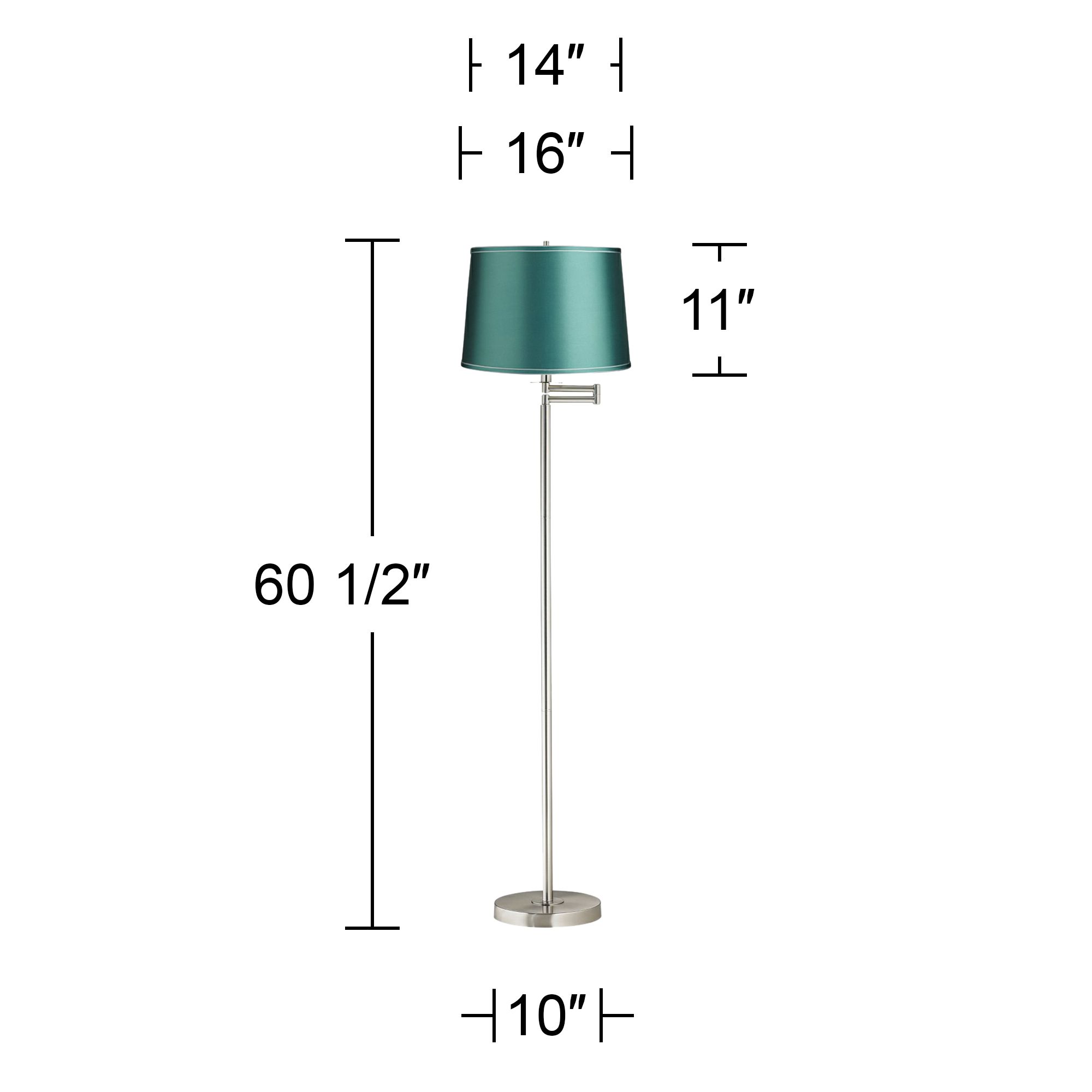 Image 5 Druckman 60 1/2"H Brushed Nickel with Teal Shade Swing Arm Floor Lamp more views