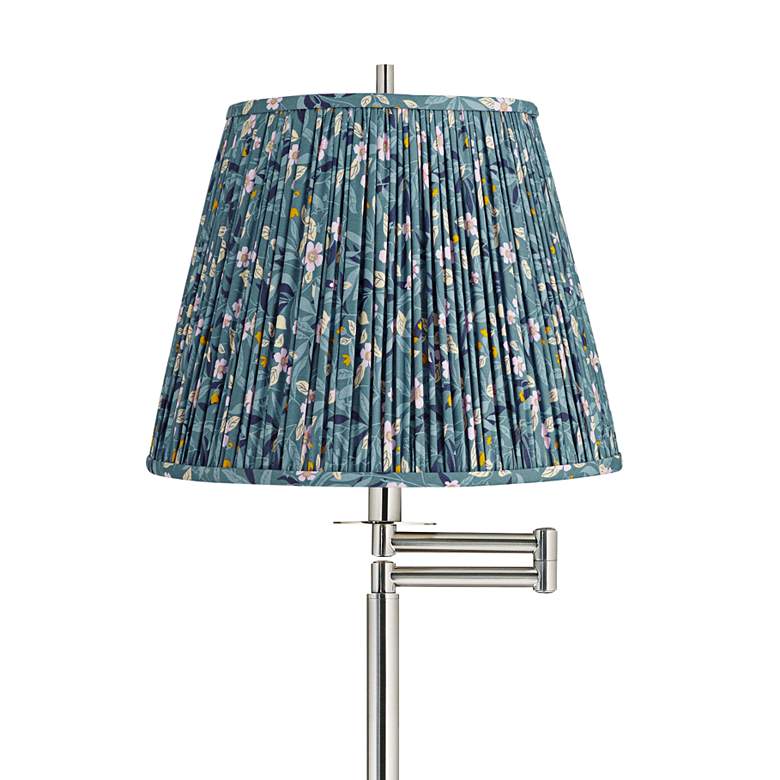 Image 2 Druckman 60 1/2"H Nickel Swing Arm Floor Lamp with Misha Blue Shade more views