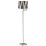 1_Druckman 60 1/2"H Nickel with Black Stripe Shade Swing Arm Floor Lamp