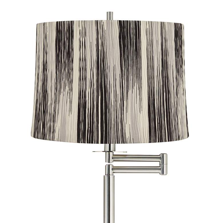 Image 2 Druckman 60 1/2"H Nickel with Black Stripe Shade Swing Arm Floor Lamp more views