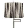 2_Druckman 60 1/2"H Nickel with Black Stripe Shade Swing Arm Floor Lamp more views