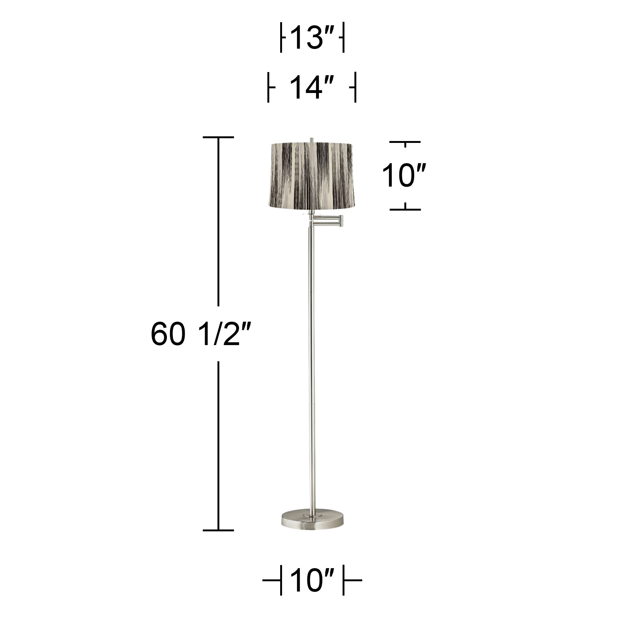 Image 5 Druckman 60 1/2"H Nickel with Black Stripe Shade Swing Arm Floor Lamp more views
