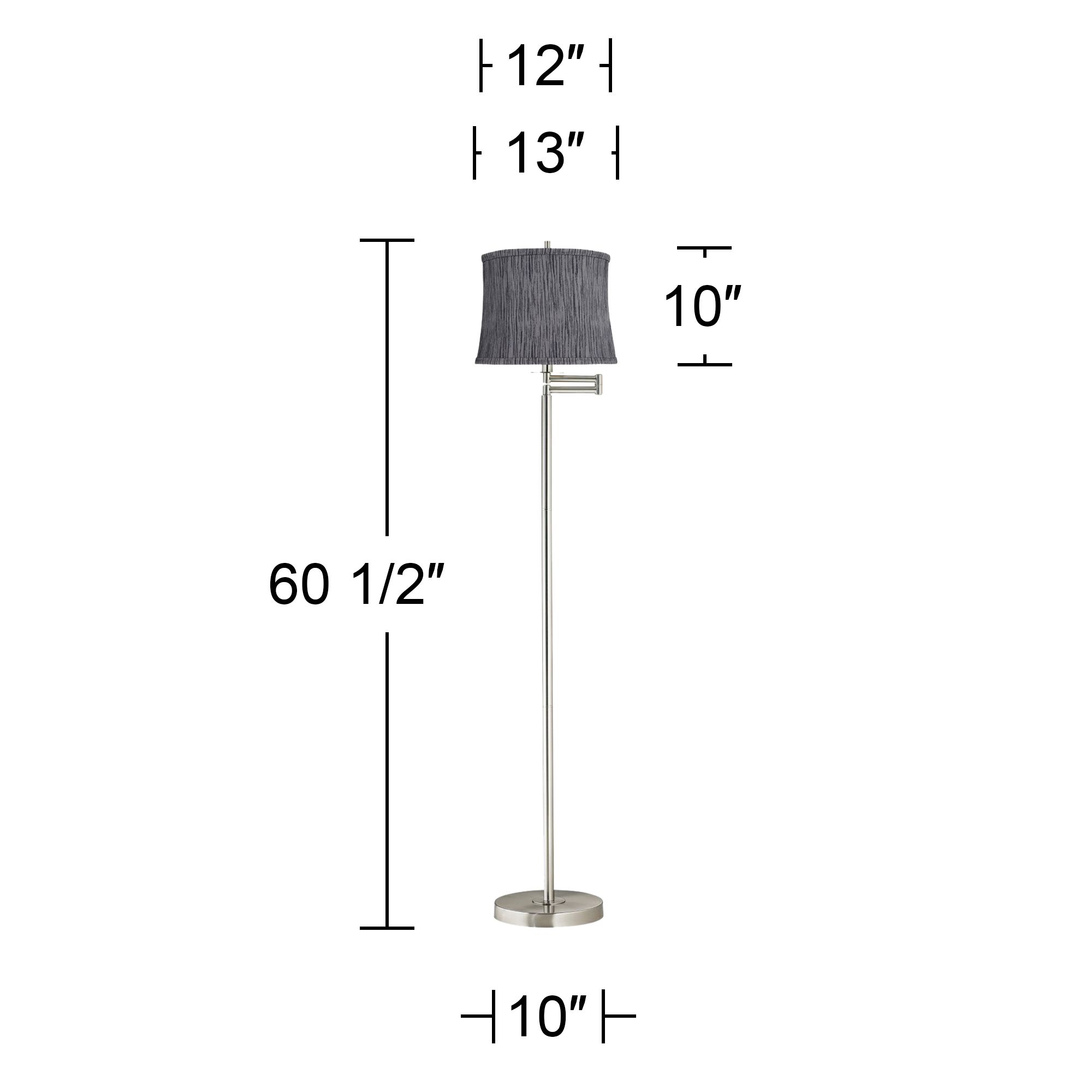 Image 5 Druckman 60 1/2"H Nickel with Kensing Gray Shade Swing Arm Floor Lamp more views