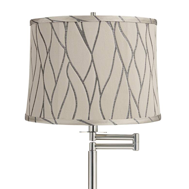 Image 2 Druckman 60 1/2"H Nickel with Kinmen Gray Shade Swing Arm Floor Lamp more views