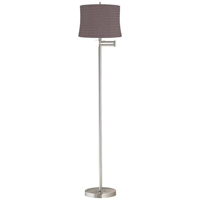Image 1 Druckman 60 1/2"H Nickel with Sierra Gray Shade Swing Arm Floor Lamp
