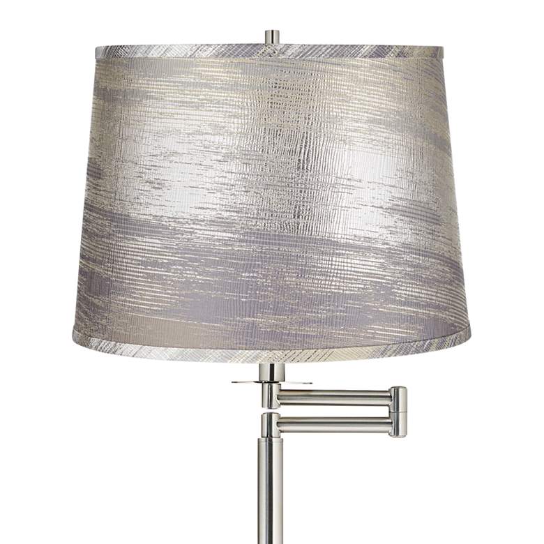 Image 2 Druckman 60 1/2"H Nickel with Silver Gold Shade Swing Arm Floor Lamp more views
