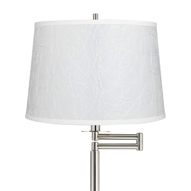 Image 2 Druckman 60 1/2"H Nickel with White Fibril Shade Swing Arm Floor Lamp more views