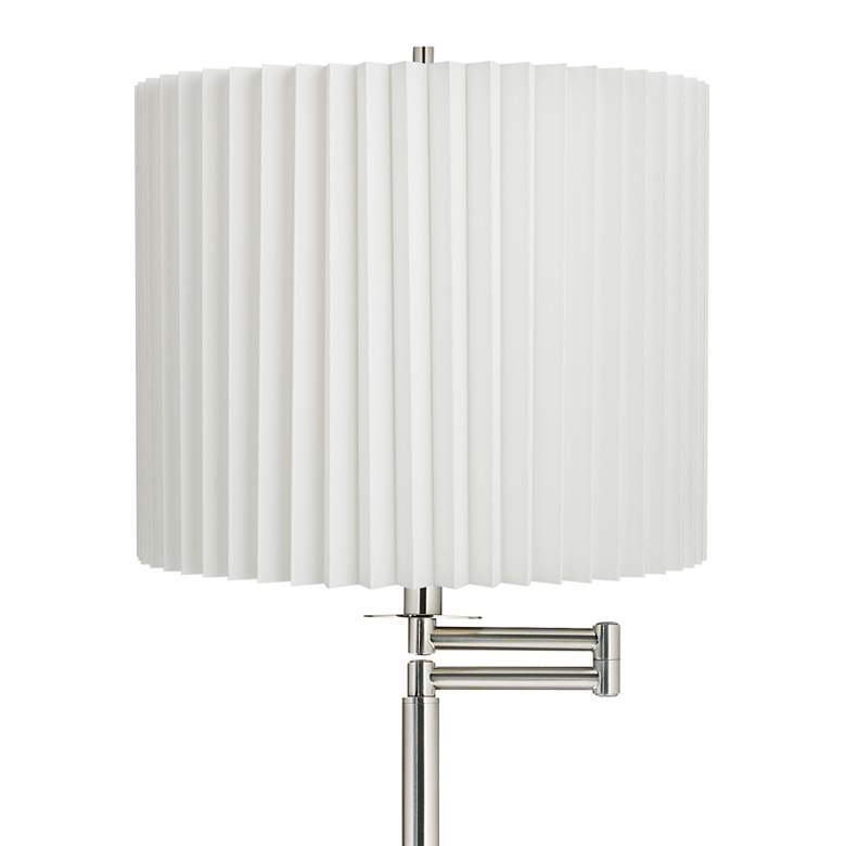 Image 2 Druckman 60 1/2"H Nickel with White Pleated Shade Swing Arm Floor Lamp more views