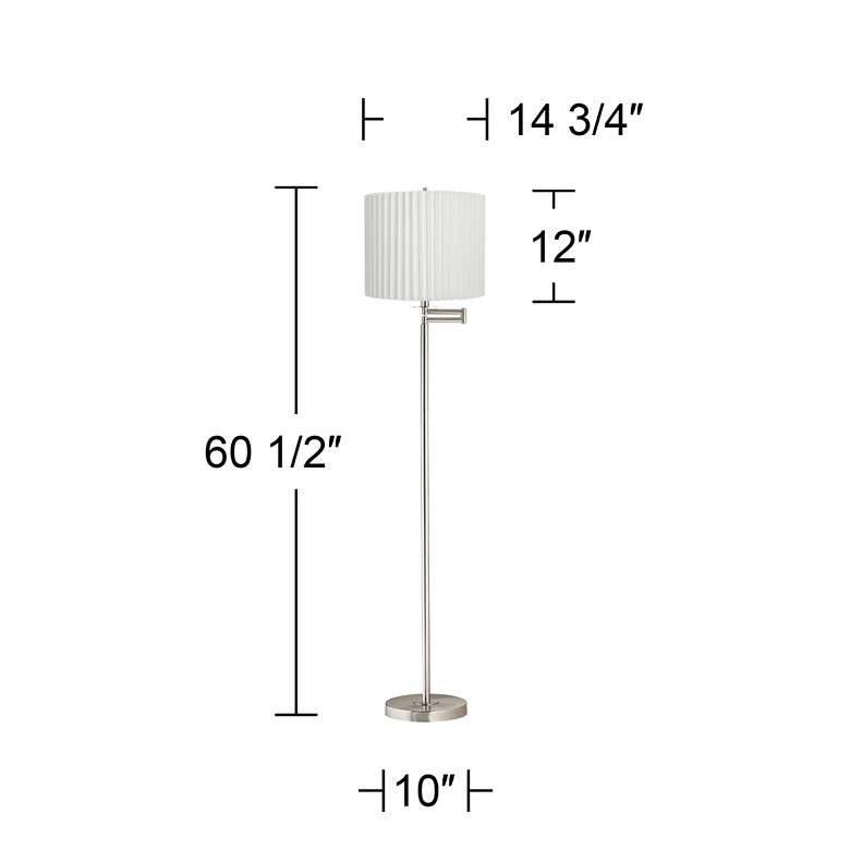 Image 5 Druckman 60 1/2"H Nickel with White Pleated Shade Swing Arm Floor Lamp more views