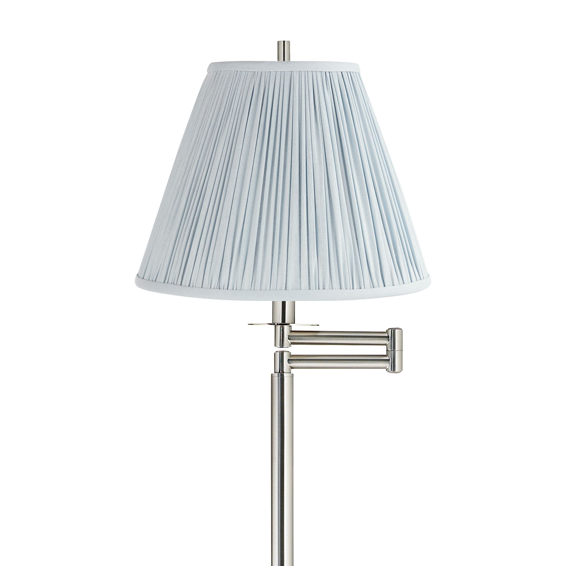 Image 2 Druckman Brushed Nickel Swing Arm Floor Lamp w/ Classy Soft Blue Shade more views