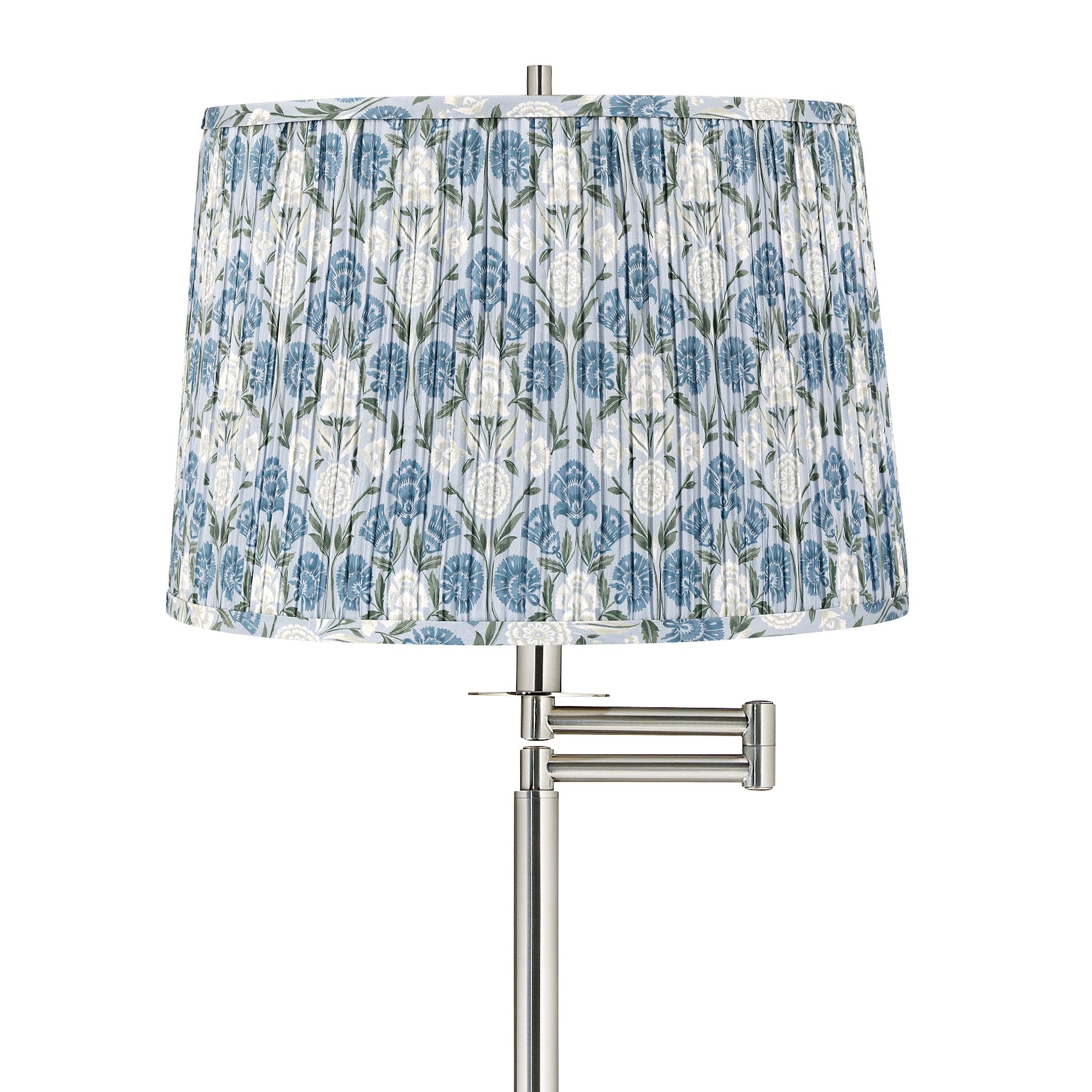 Image 2 Druckman Brushed Nickel Swing Arm Floor Lamp w/ Cobalt and Green Shade more views