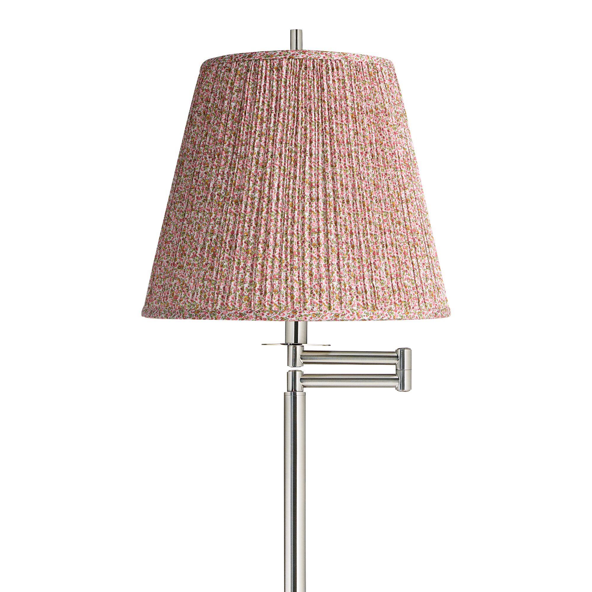 Image 2 Druckman Brushed Nickel Swing Arm Floor Lamp w/ Pink and Yellow Shade more views