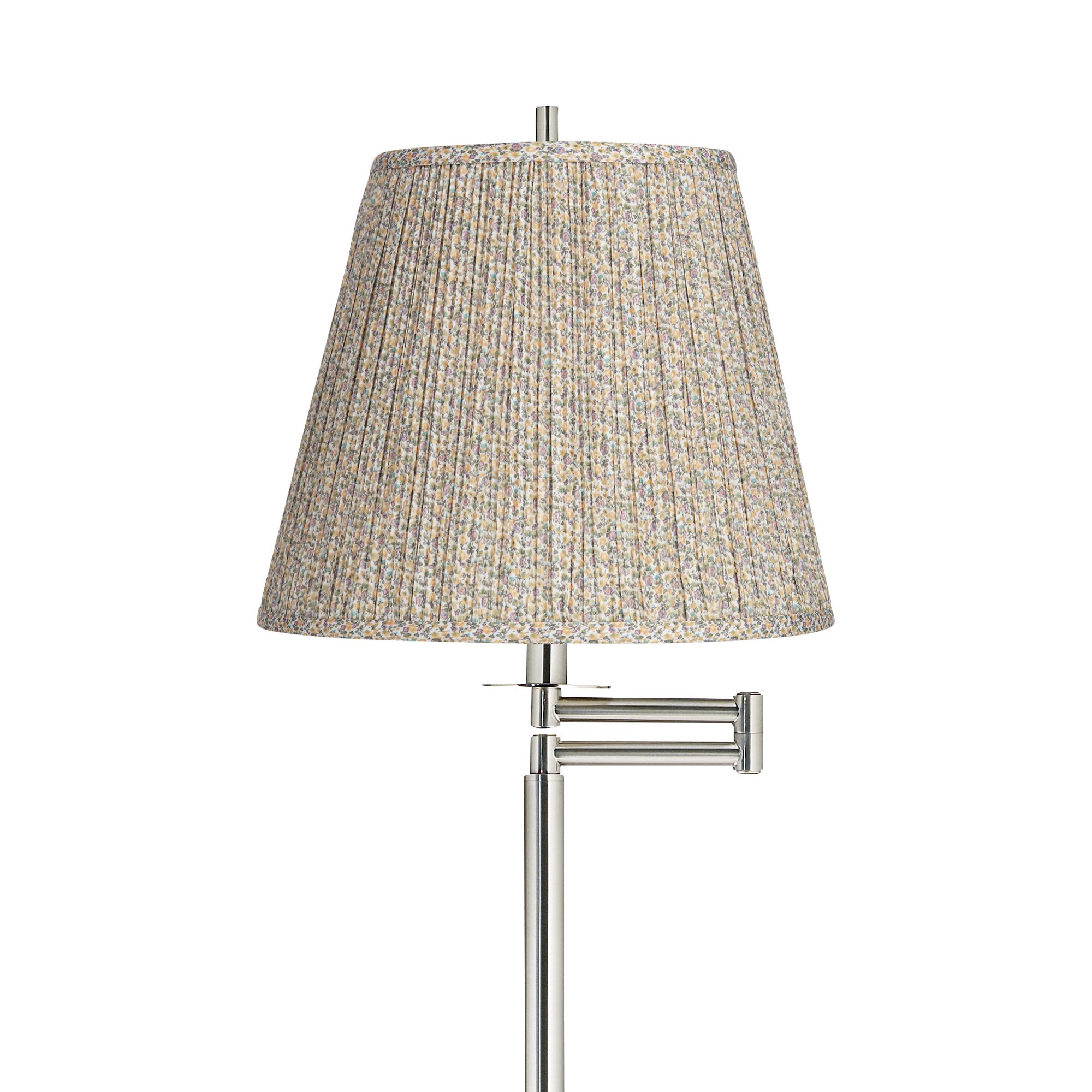 Image 2 Druckman Brushed Nickel Swing Arm Floor Lamp w/ Yellow and Pink Shade more views