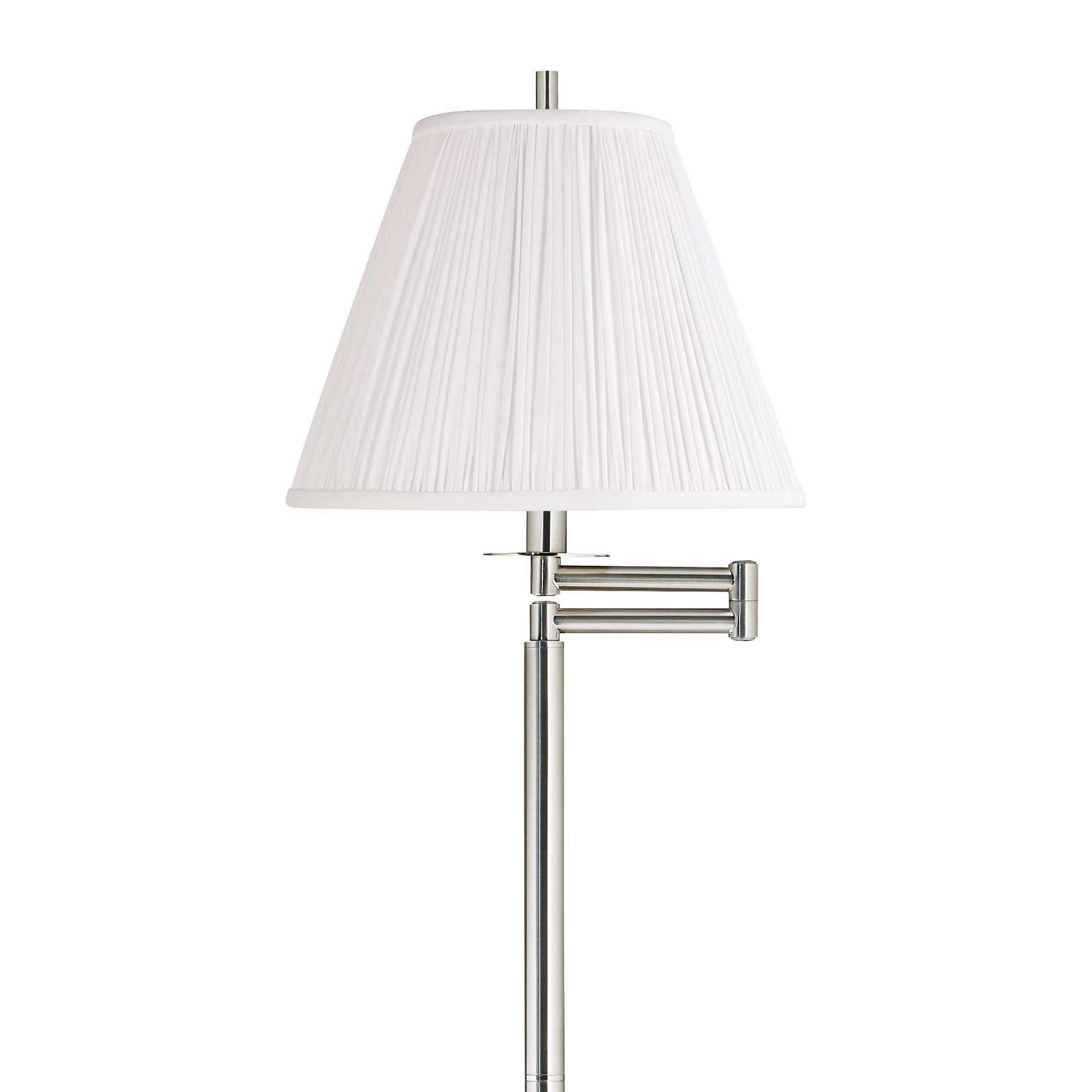 Image 2 Druckman Brushed Nickel Swing Arm Floor Lamp with Classy White Shade more views