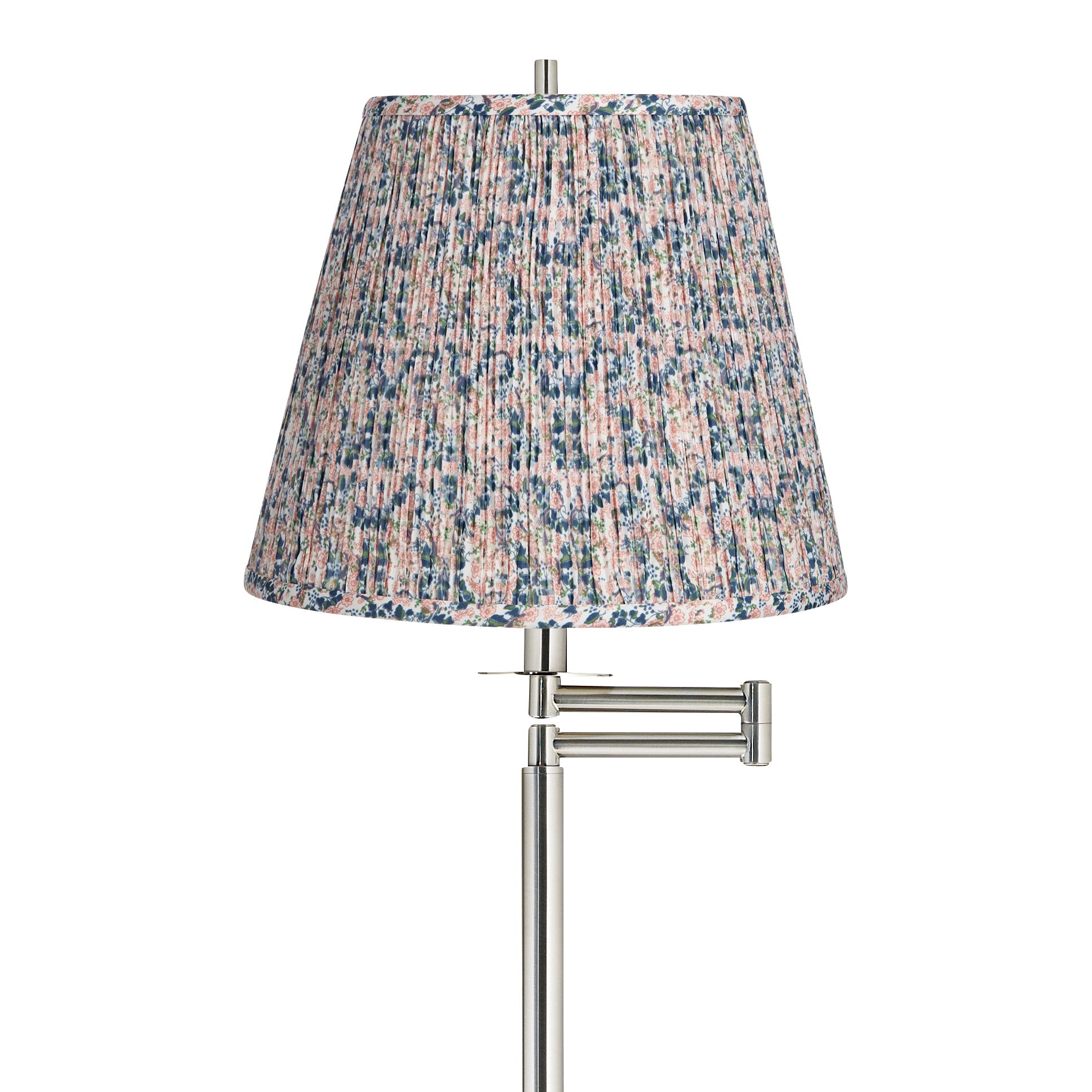 Image 2 Druckman Brushed Nickel Swing Arm Floor Lamp with Pink and Blue Shade more views