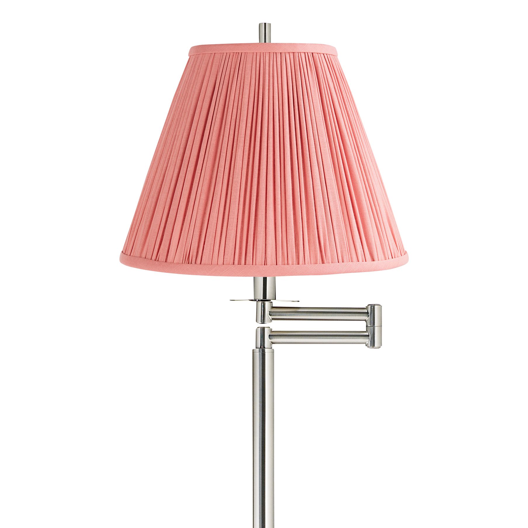 Image 2 Druckman Brushed Nickel Swing Arm Floor Lamp with Rose Pink Shade more views