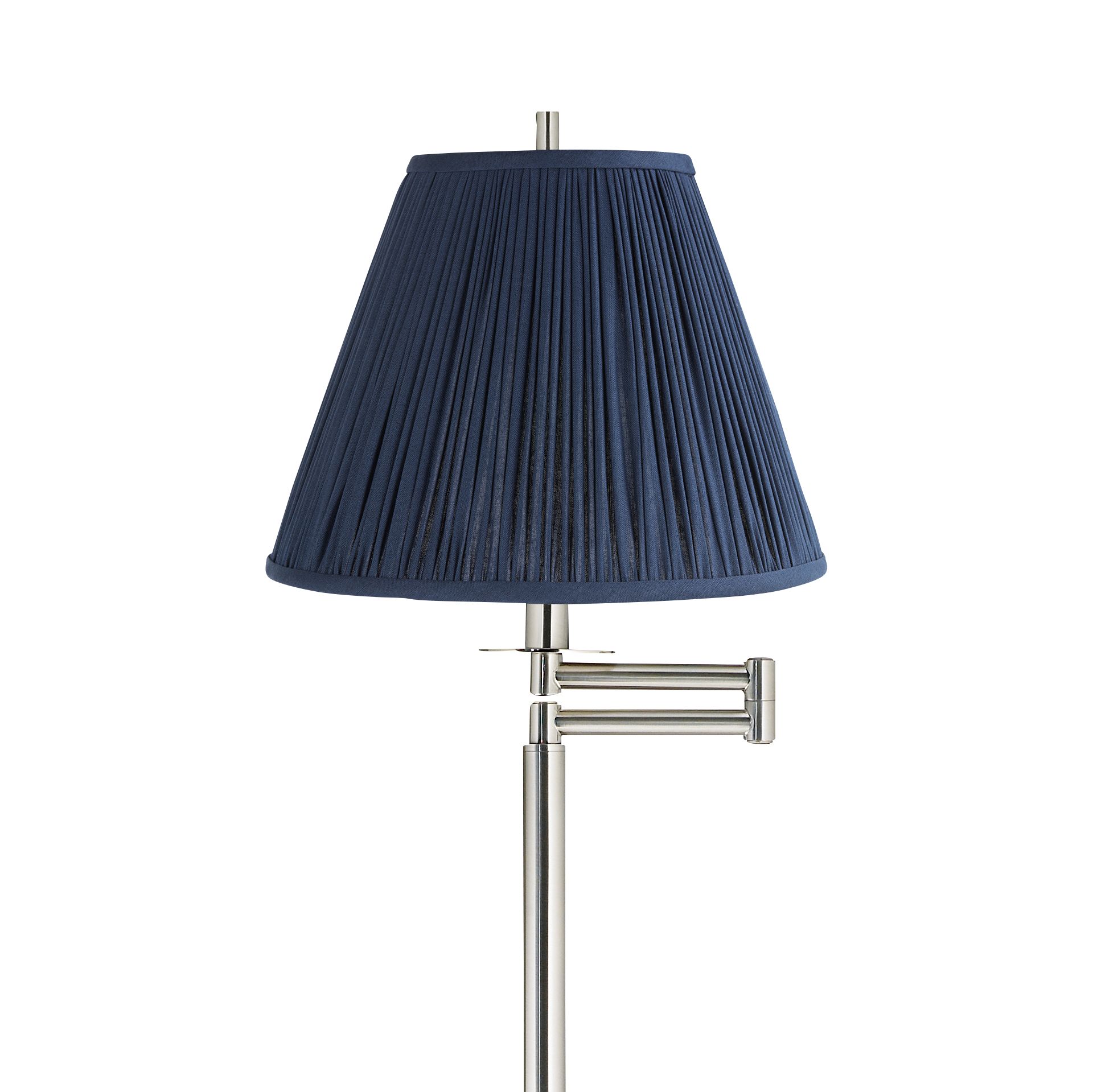 Image 2 Druckman Brushed Nickel Swing Arm Floor Lamp with Smoky Blue Shade more views