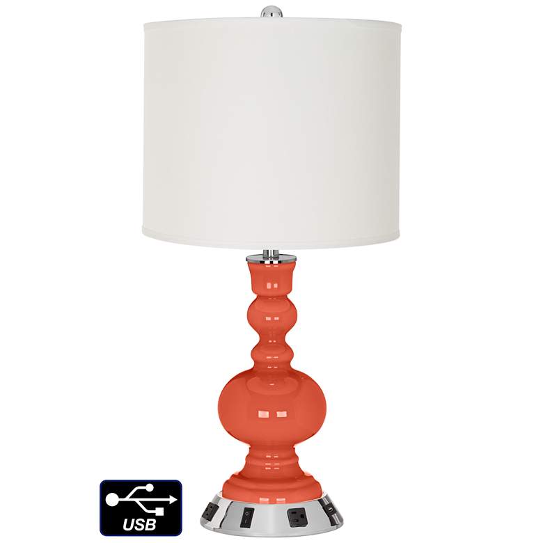 Image 1 Drum Apothecary Lamp - Outlets and USB in Daring Orange