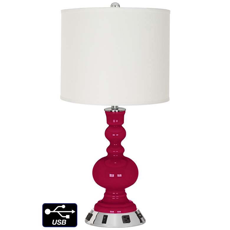 Image 1 Drum Apothecary Lamp - Outlets and USB in French Burgundy