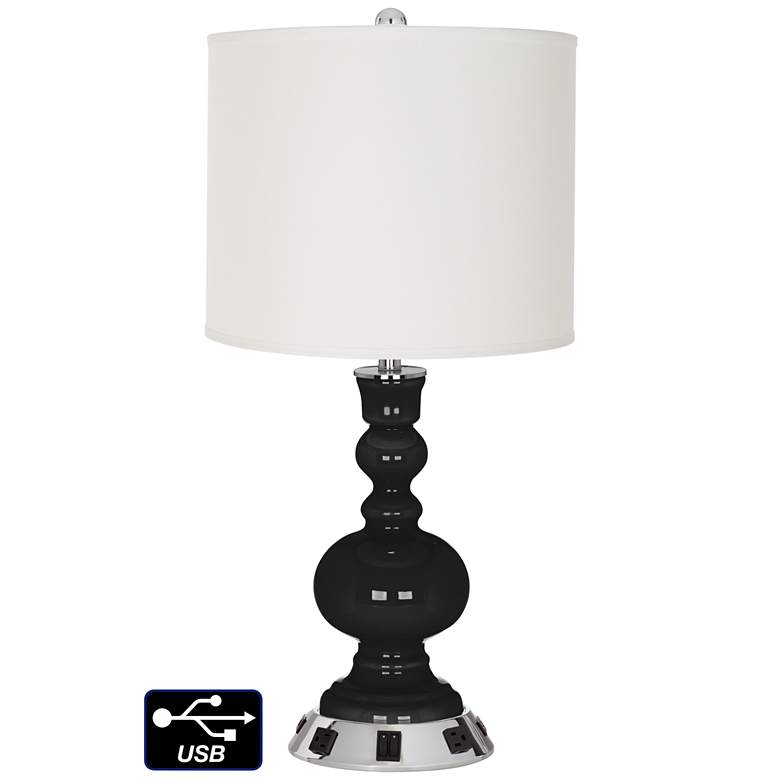 Image 1 Drum Apothecary Lamp - Outlets and USBs in Tricorn Black