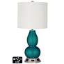 Drum Gourd Lamp - Outlets and USB in Magic Blue Metallic