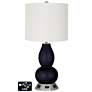Drum Gourd Lamp - Outlets and USB in Midnight Blue Metallic