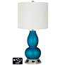 Drum Gourd Lamp - Outlets and USB in Turquoise Metallic