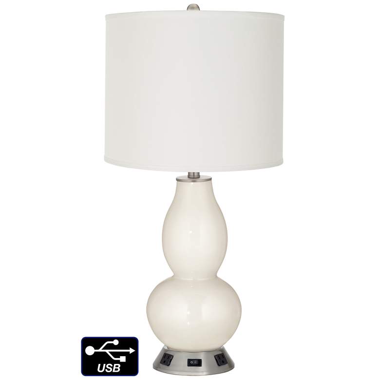 Image 1 Drum Gourd Lamp - Outlets and USB in West Highland White