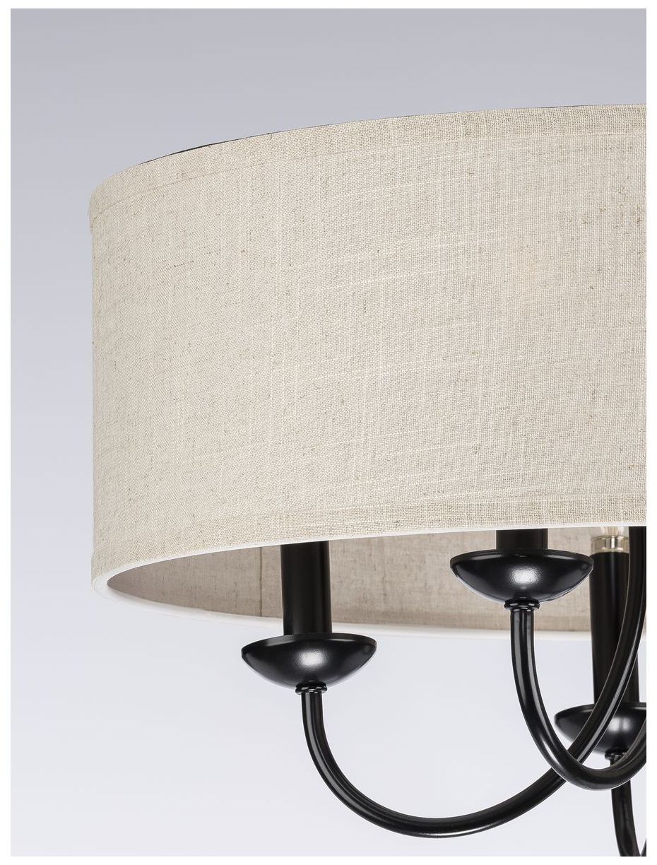 Drum Shade Collection Five-Light Harvest Linen Shade Chandelier Light
