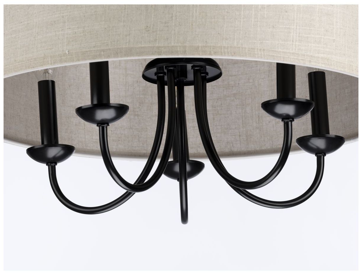 Drum Shade Collection Five-Light Harvest Linen Shade Chandelier Light