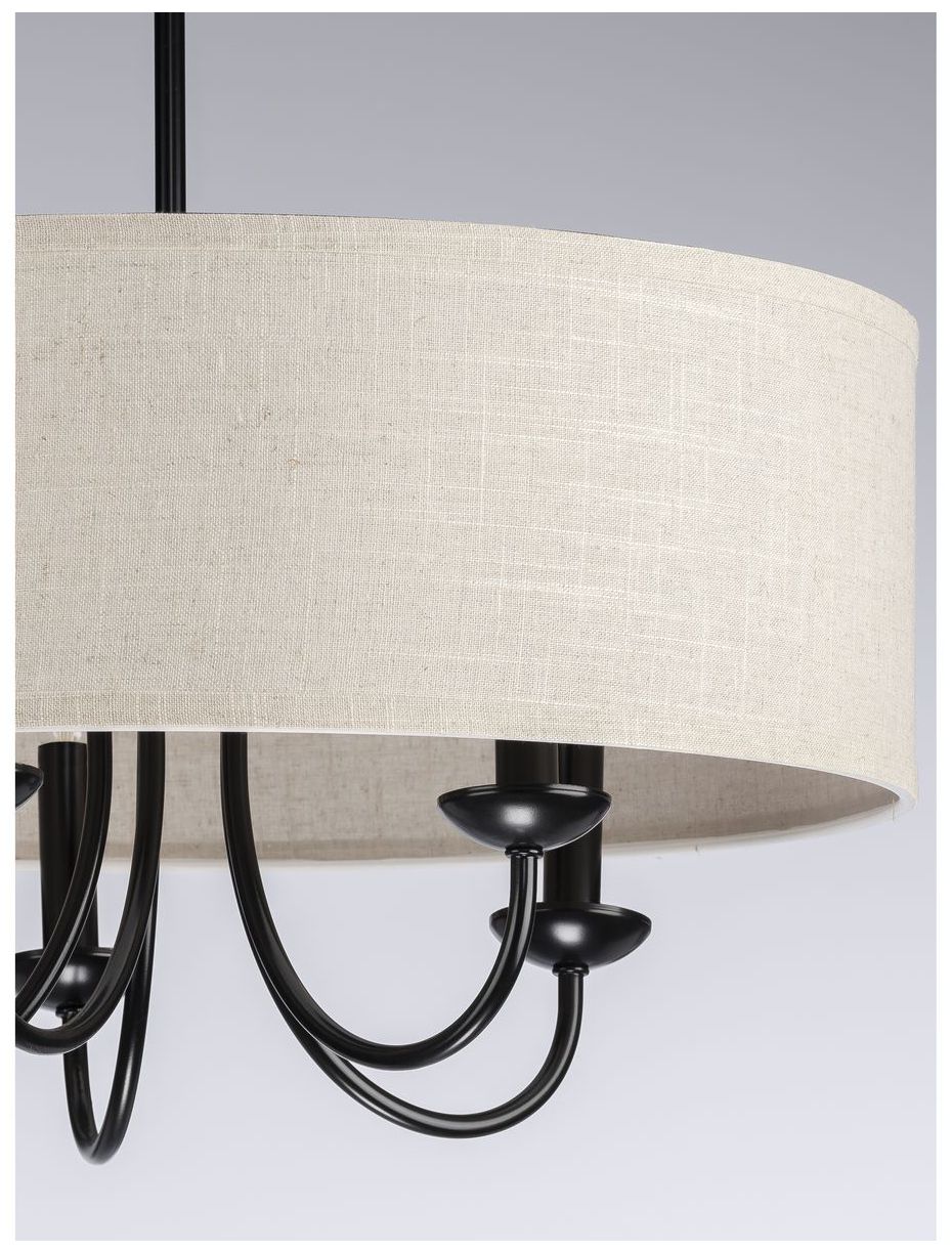 Drum Shade Collection Five-Light Harvest Linen Shade Chandelier Light
