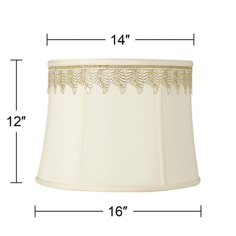 Image 3 Drum Shade with Embroidered Leaf Trim 14x16x12 (Spider) more views