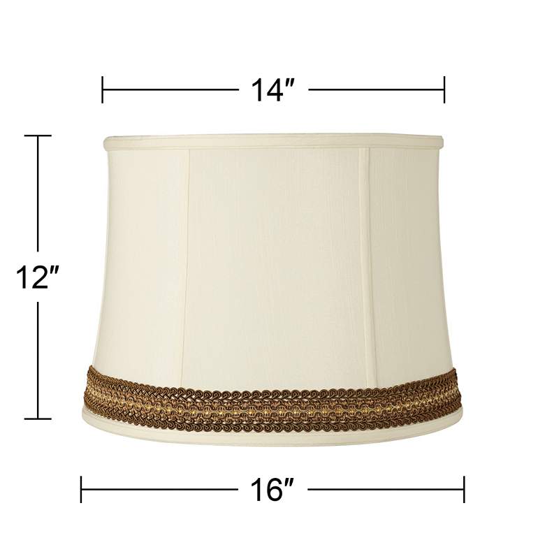 Image 3 Drum Shade with Florentine Scroll Trim 14x16x12 (Spider) more views