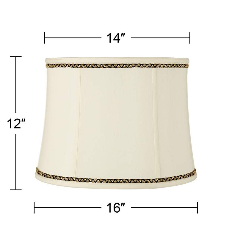 Image 3 Drum Shade with Gold and Black Trim 14x16x12 (Spider) more views