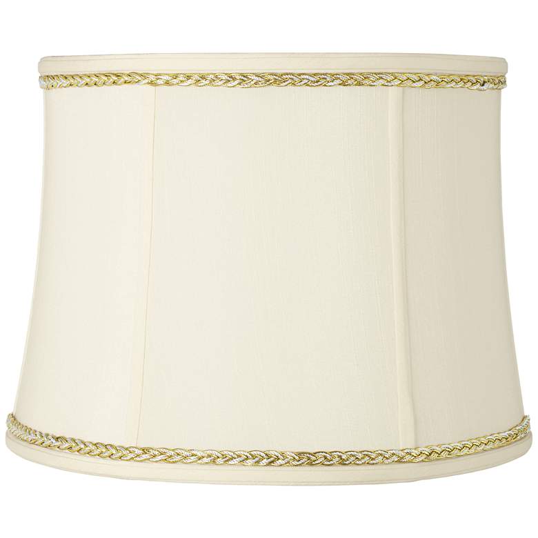 Image 1 Drum Shade with Gold and Gray Twist Trim 14x16x12 (Spider)