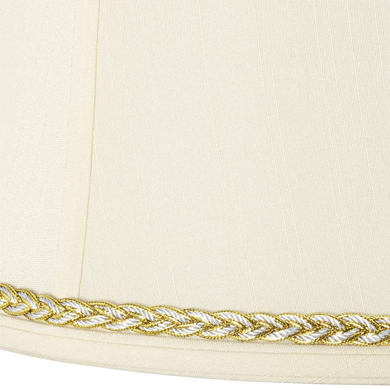 Image 2 Drum Shade with Gold and Gray Twist Trim 14x16x12 (Spider) more views
