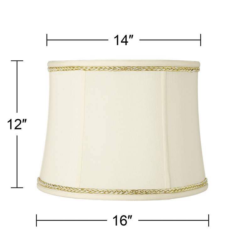 Image 3 Drum Shade with Gold and Gray Twist Trim 14x16x12 (Spider) more views