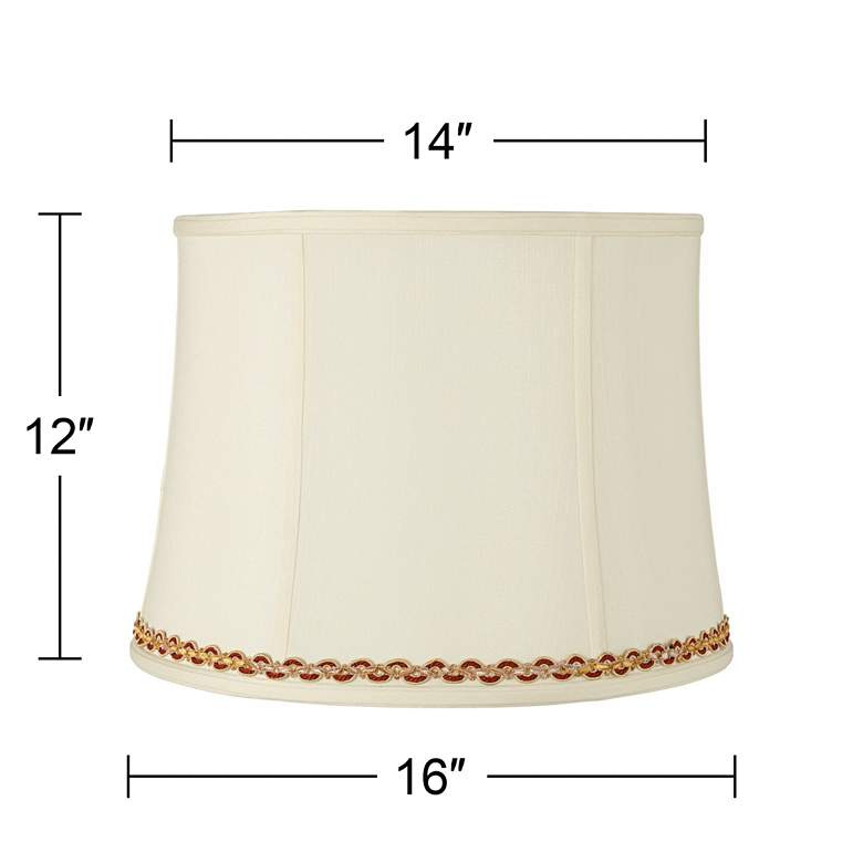 Image 3 Drum Shade with Gold and Rust Trim 14x16x12 (Spider) more views