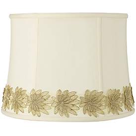 Image1 of Drum Shade with Gold Flower Trim 14x16x12 (Spider)