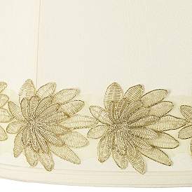 Image2 of Drum Shade with Gold Flower Trim 14x16x12 (Spider) more views