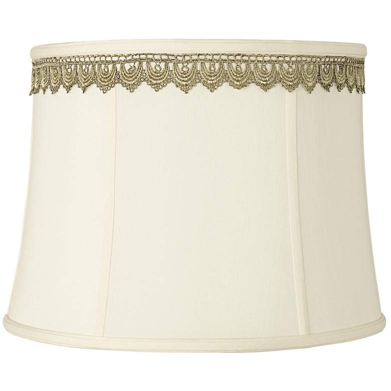 Image 1 Drum Shade with Gold Lace Trim 14x16x12 (Spider)