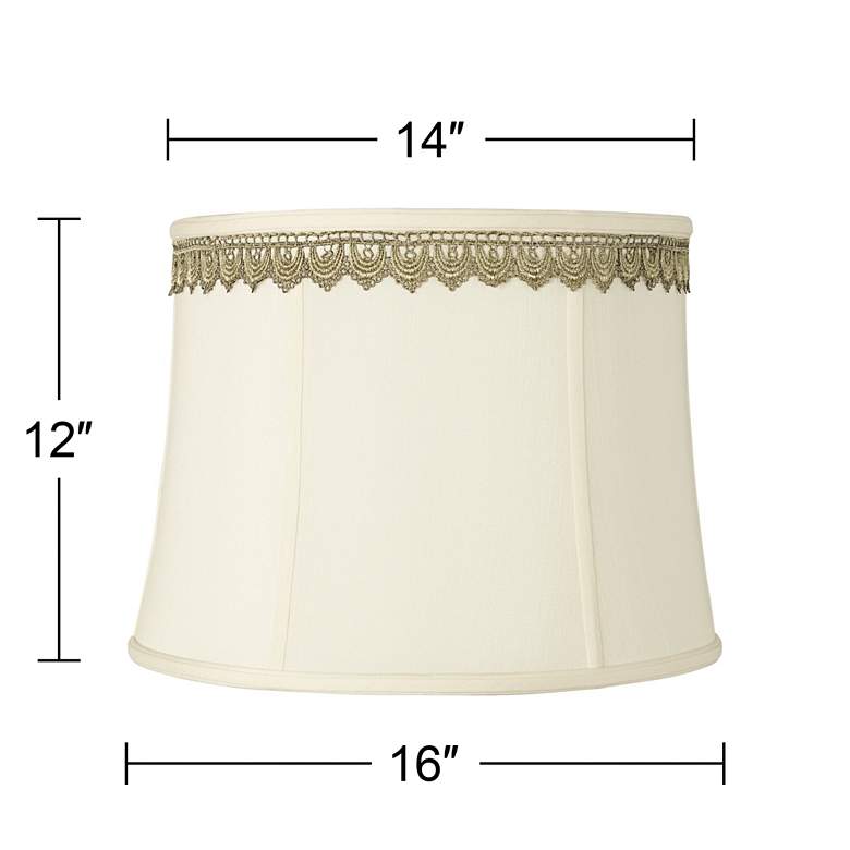 Image 3 Drum Shade with Gold Lace Trim 14x16x12 (Spider) more views