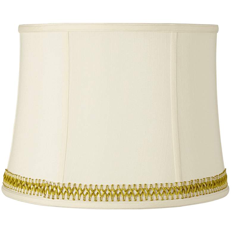 Image 1 Drum Shade with Gold Satin Weave Trim 14x16x12 (Spider)