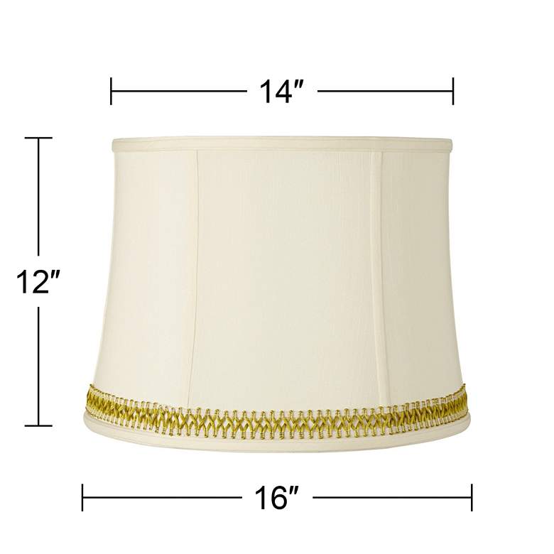 Image 3 Drum Shade with Gold Satin Weave Trim 14x16x12 (Spider) more views