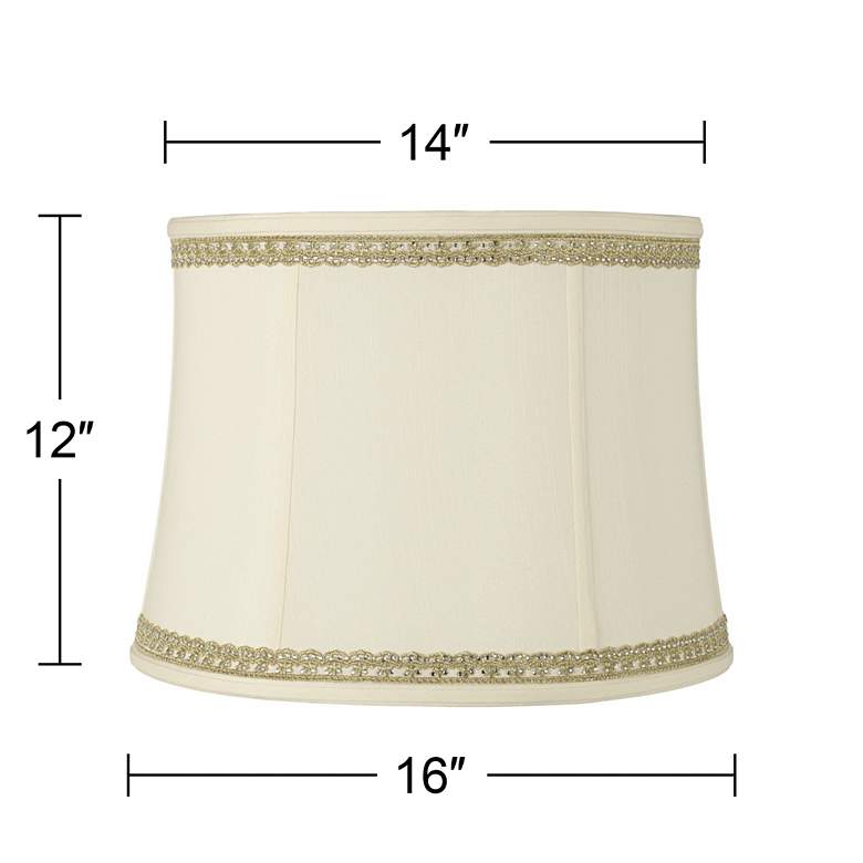 Image 3 Drum Shade with Lace and Rhinestone Trim 14x16x12 (Spider) more views