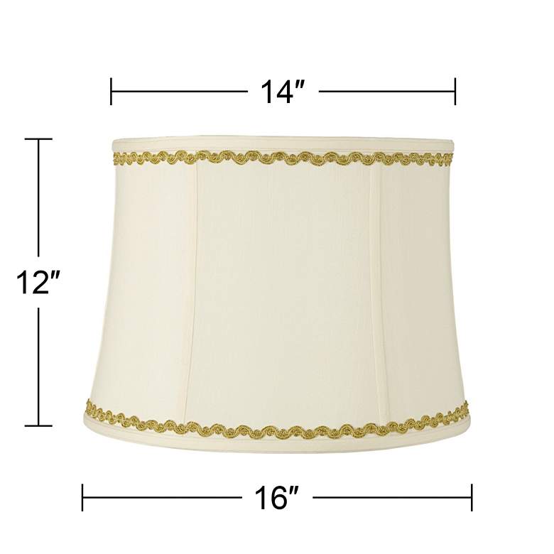Image 3 Drum Shade with Metallic Gold Wave Trim 14x16x12 (Spider) more views